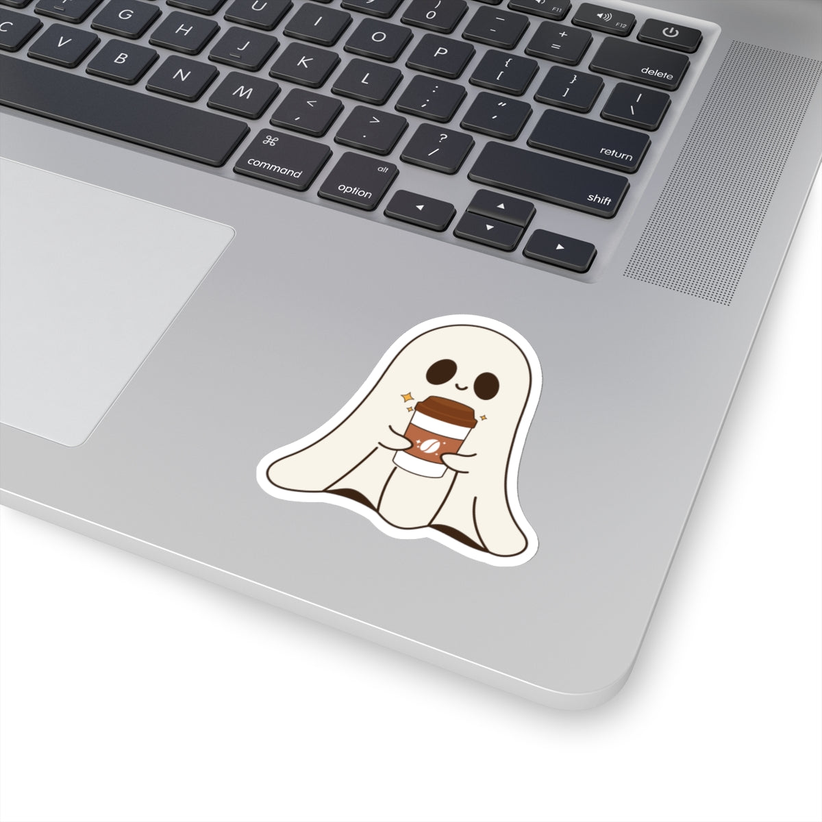 Ghost Coffee Kiss-Cut Stickers, Halloween Stickers, Spooky Stickers, Cute