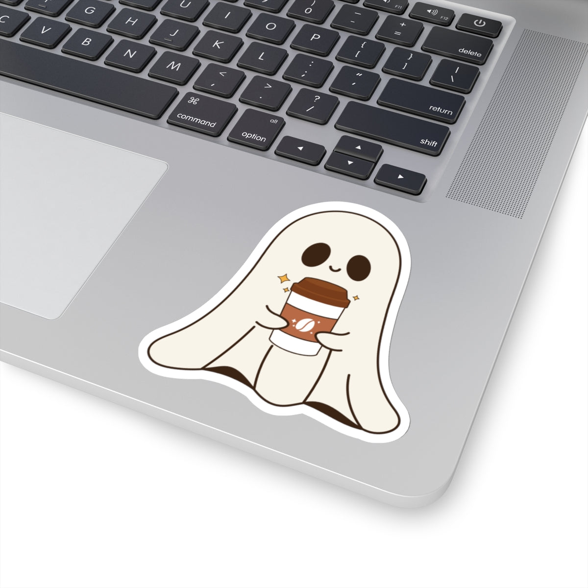 Ghost Coffee Kiss-Cut Stickers, Halloween Stickers, Spooky Stickers, Cute