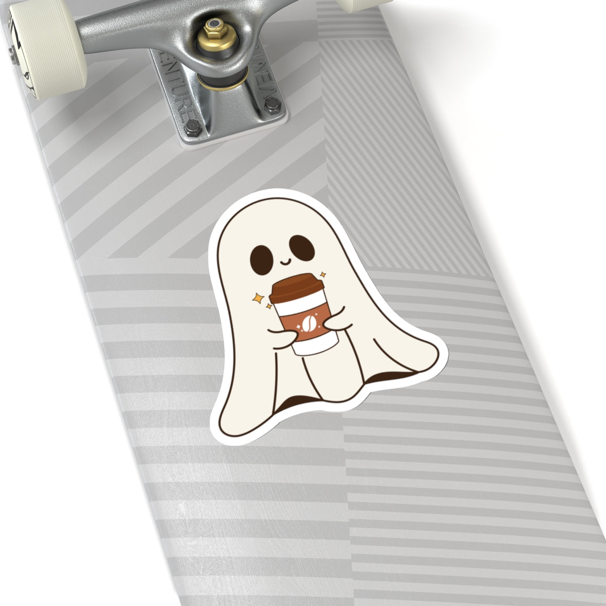 Ghost Coffee Kiss-Cut Stickers, Halloween Stickers, Spooky Stickers, Cute