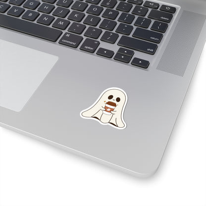 Ghost Coffee Kiss-Cut Stickers, Halloween Stickers, Spooky Stickers, Cute