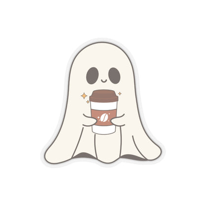 Ghost Coffee Kiss-Cut Stickers, Halloween Stickers, Spooky Stickers, Cute