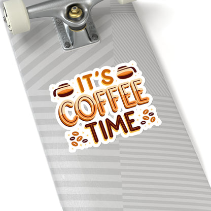 Coffee Time Kiss-Cut Stickers, Planner Accessories, Laptop Decals, Scrapbook